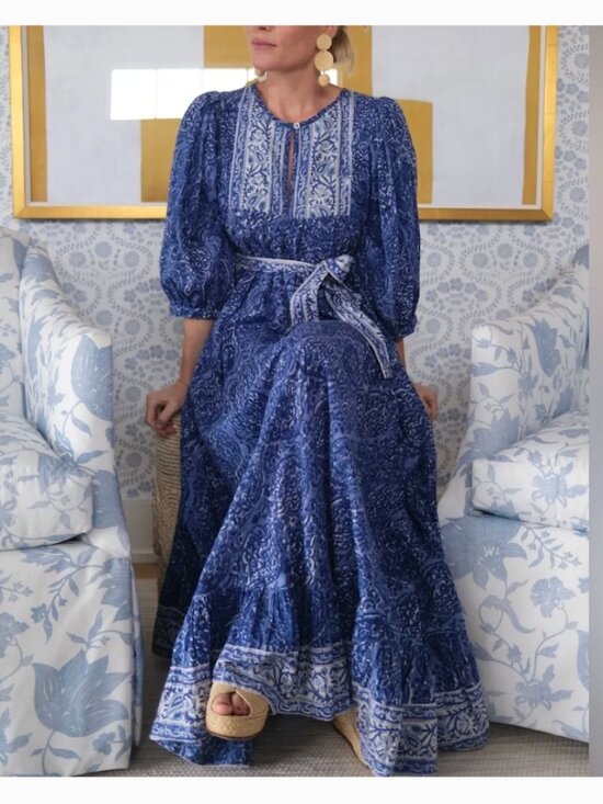 Marea By Liz Joy Dresses & Skirts - Marea By Liz Joy Delft Blue Maxi Dress 100% Cotton XS